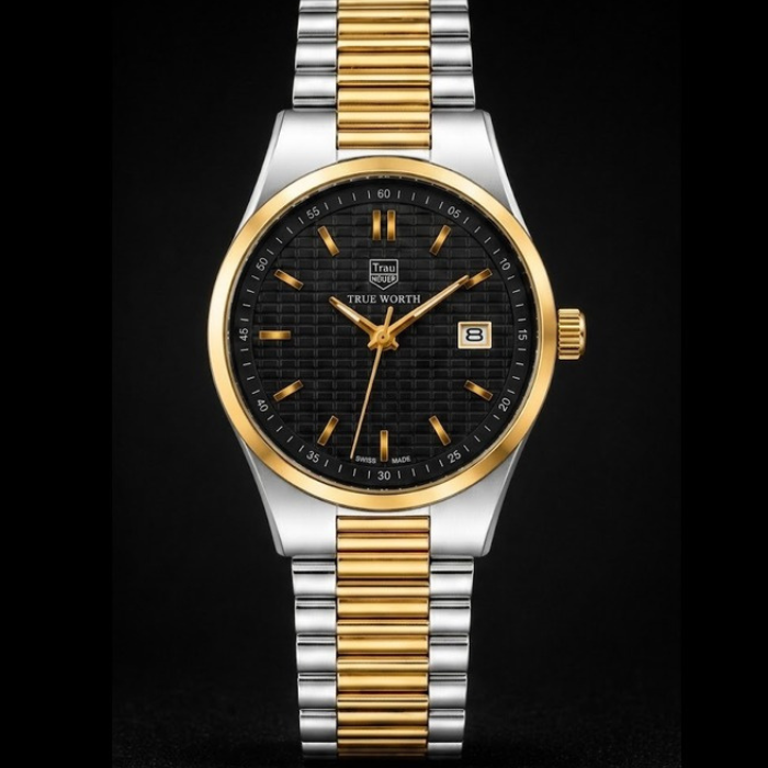 TRUE WORTH - CLASSIC LUXURY - TWO TONE WITH BLACK DIAL