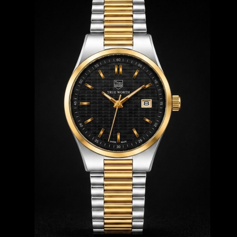 TRUE WORTH - CLASSIC LUXURY - TWO TONE WITH BLACK DIAL