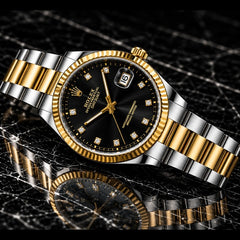 ROLEX DATE JUST - TWO TONE WITH BLACK DIAL