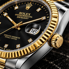 ROLEX DATE JUST - TWO TONE WITH BLACK DIAL
