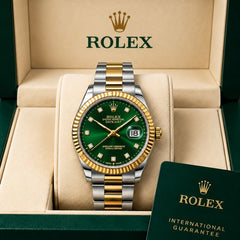ROLEX DATE JUST - TWO TONE WITH GREEN DIAL