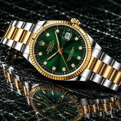 ROLEX DATE JUST - TWO TONE WITH GREEN DIAL