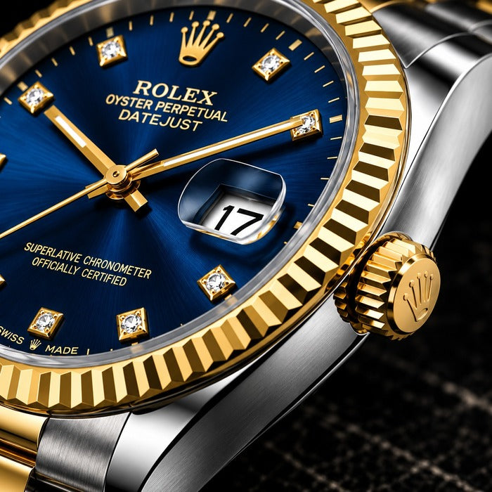 ROLEX DATE JSUT - TWO TONE WITH BLUE DIAL